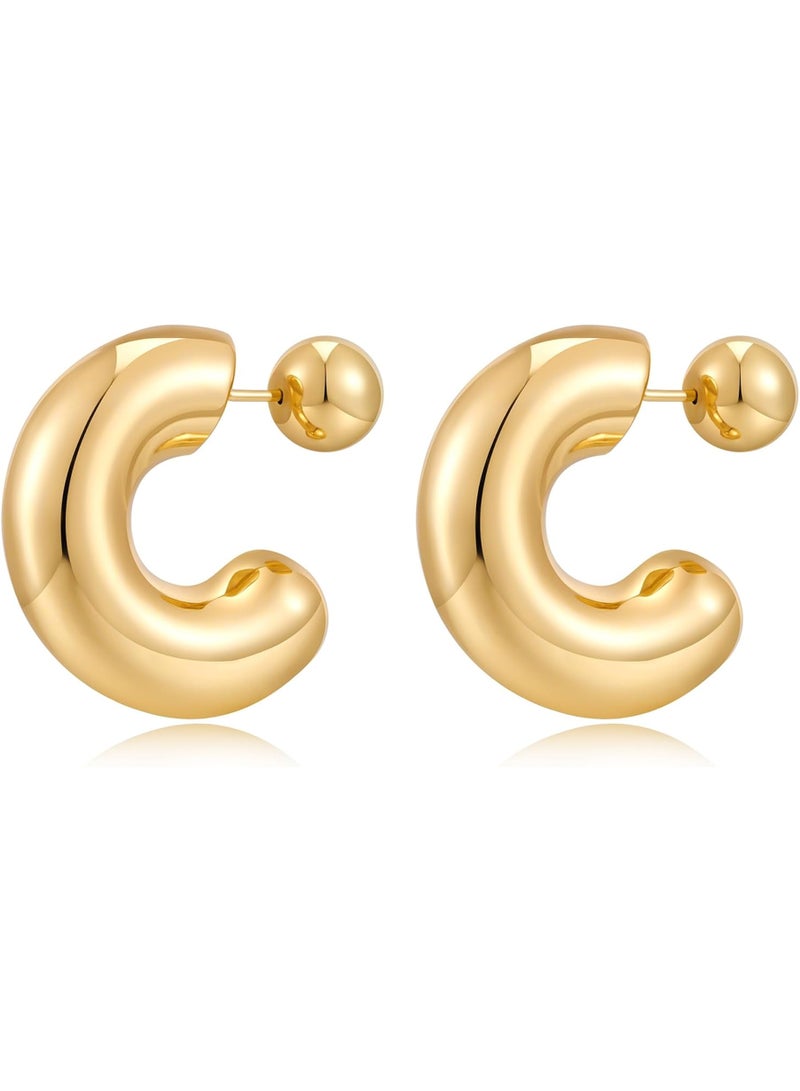 Luxuria Thick hoop earrings with a C-shaped design, featuring a ball back closure or a design known as a Kelly tube hoop. - Image 1