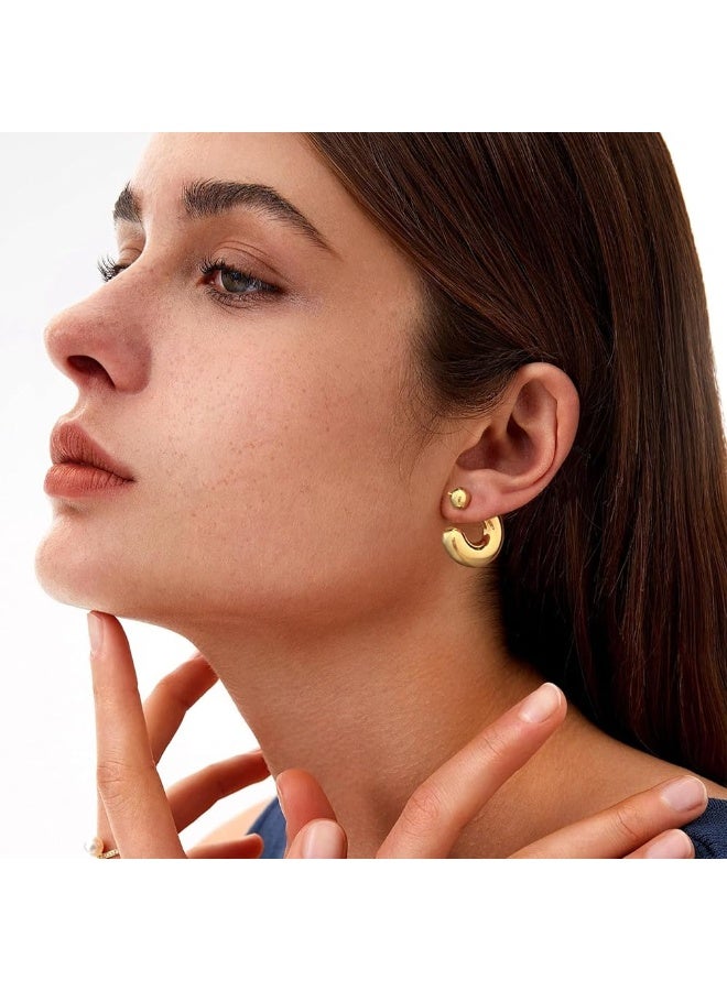 Luxuria Thick hoop earrings with a C-shaped design, featuring a ball back closure or a design known as a Kelly tube hoop. - Image 2