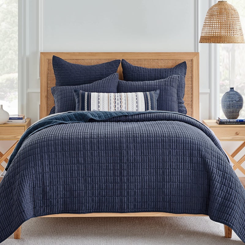 Levtex Home Levtex Home  Mills Waffle  KingCal King Quilt Set  Navy Cotton Waffle  Quilt Size 106 x 92in Sham Size 36 x 20in 