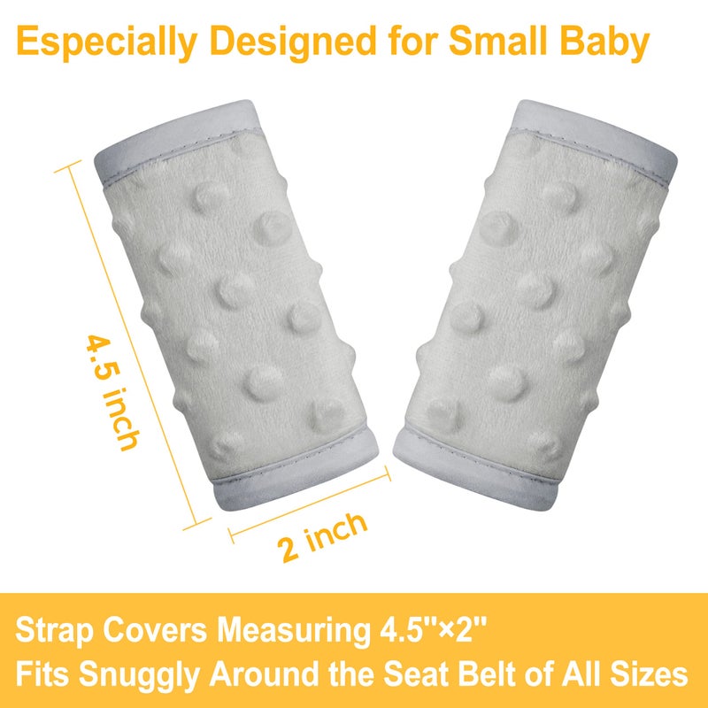 Pro Goleem Car Seat Strap Covers for Babies Unisex Soft Car Seat Strap Shoulder Pads for All Car Seats, Stroller, Pushcar, Small Size Designed for Newborn Gray - Image 3