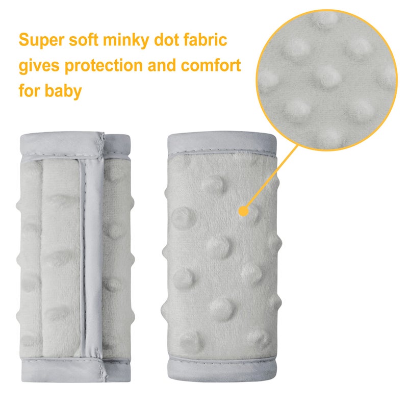 Pro Goleem Car Seat Strap Covers for Babies Unisex Soft Car Seat Strap Shoulder Pads for All Car Seats, Stroller, Pushcar, Small Size Designed for Newborn Gray - Image 4