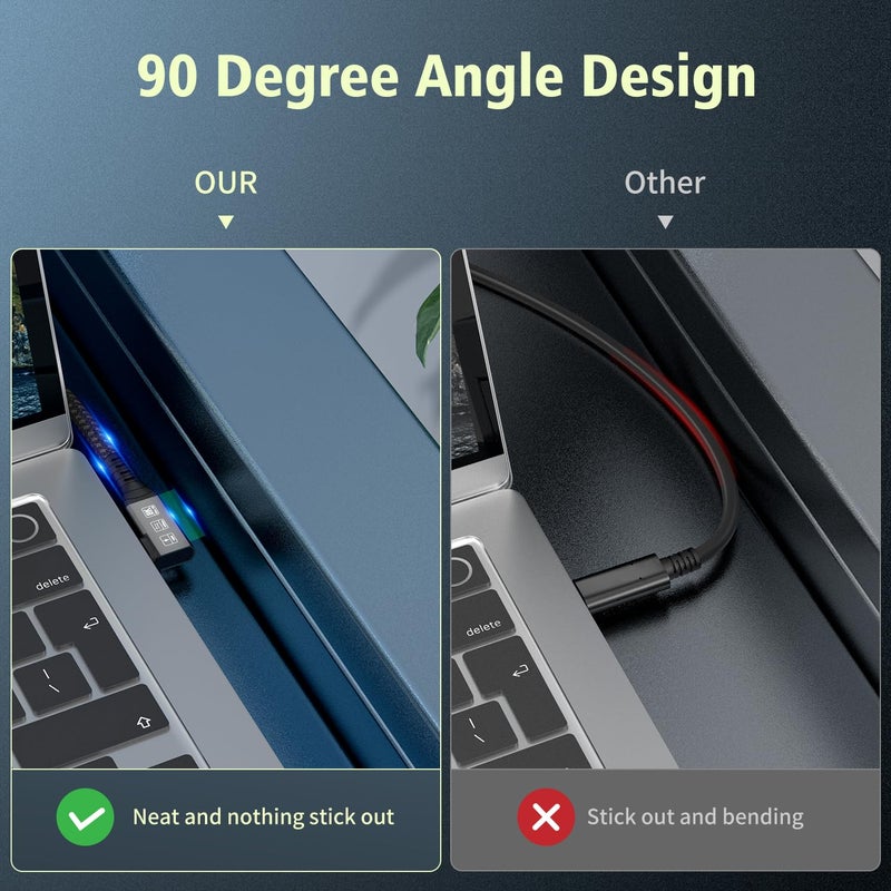 CHENLENIC 20Gbps USB C 3.2 Extension Cable, 90 Degree USBC 3.2 Gen2 Type-c Male to Female Extender Cable 4K@60Hz 240W Charging 20Gbps Data Transfer with External SSD eGPU (90 Degree Extension 20G 240W-0.25M) - Image 5