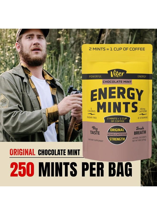Viter Energy 40mg Caffeine Mints - Sugar Free, B Vitamins, Vegan, Boosts Fast Energized Alert Focus, Caffeinated Nootropic Supplement Pills (Chocolate Mint Flavor, 8oz, Bulk Bag) - Image 2