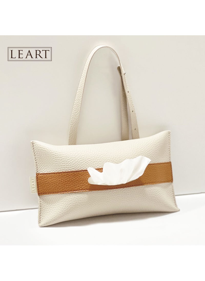 LeArt Leather Car Tissue Holder – Hanging Tissue Box Holder for Car | Tissue Box for Car | Car Accessories Interior | Car Tissue Box | Hanging Tissue Box Holder (Camel)  - Image 2