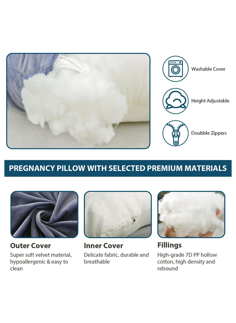 U Shaped Pregnancy Pillow, Cotton Full Body Pillow for Pregnant Women Sleeping Support, Comfortable