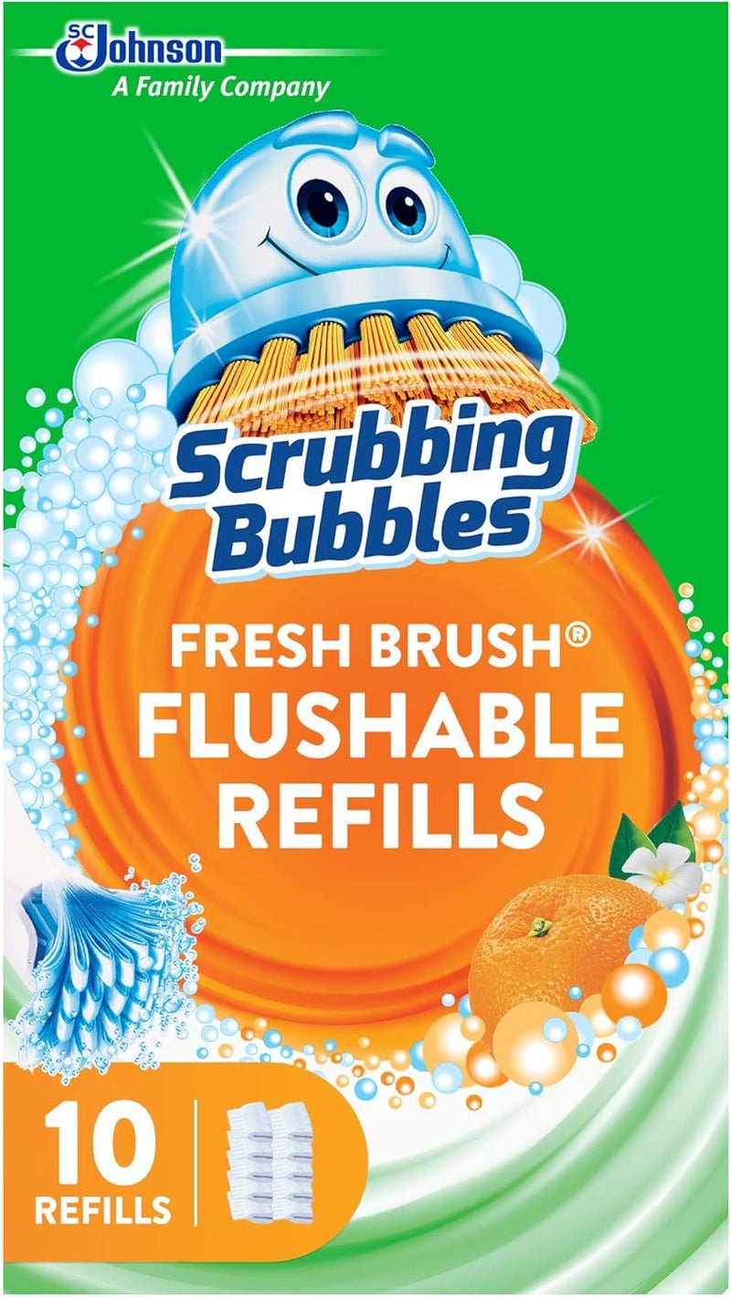 Scrubbing Bubbles Flushable Toilet Bowl Wand Cleaner Refills, Fresh Brush Cleaner Toilet Refill Pads, Removes Limescale & Odors, Citrus Scent, 10 Count (Pack of 1) - Image 1