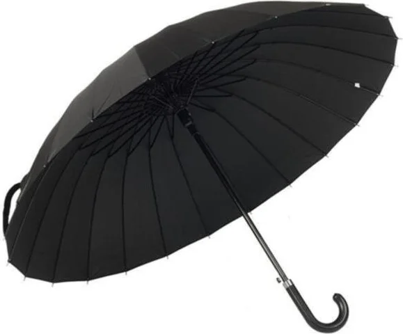 اليفن ماركت Black Patterned Walking Stick 24 Fiber Wire Leather Handle Premium Protocol Umbrella