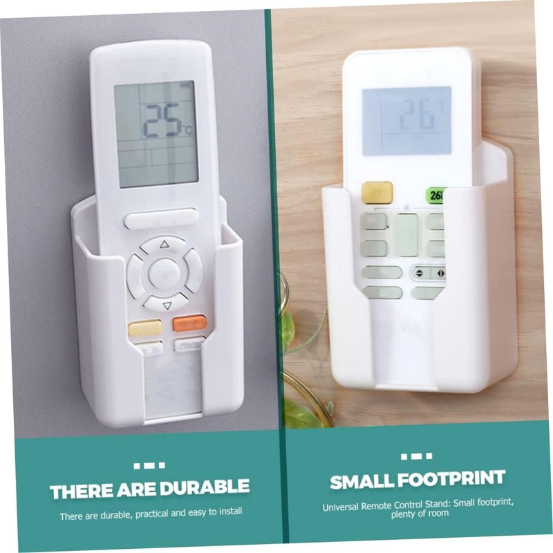 ELECDON 4 Pcs Wall Remote Holders, Wall Phone Holder Air Conditioner Remote Control Storage Box Headboard Wall Mount Phone Holder TV Remote Storage Box (White) - Image 4