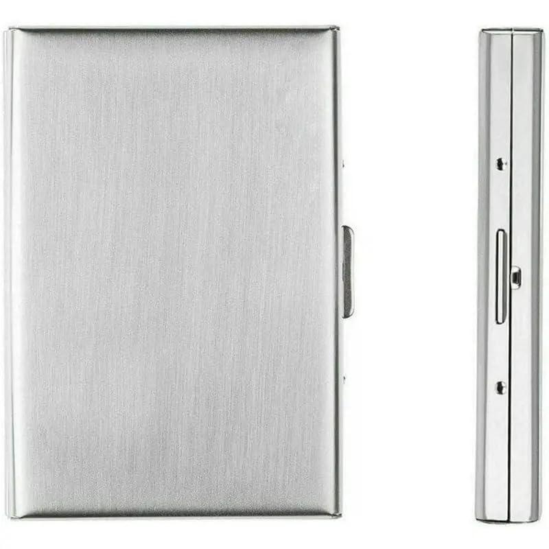NAPA HIDE Metal Card Holder for Men & Women | RFID Blocking Stainless Steel Visiting & Credit Card Case | Sleek Pocket Wallet with Lock (Metal Finish) (Silver) - Image 1