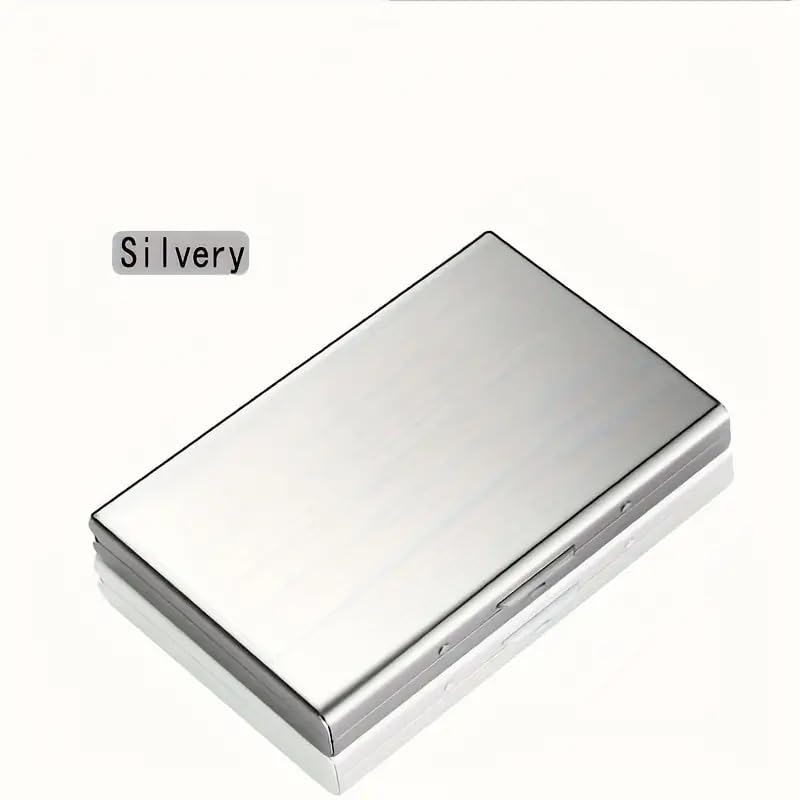 NAPA HIDE Metal Card Holder for Men & Women | RFID Blocking Stainless Steel Visiting & Credit Card Case | Sleek Pocket Wallet with Lock (Metal Finish) (Silver) - Image 4