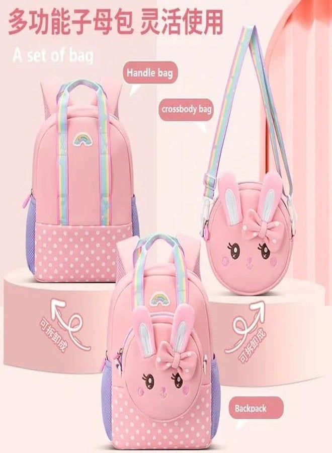 STOFFIER GARTEN Cute Rabbit Design Backpack for Kindergarten Kids with Detachable Front Pocket to Side Bag for School & Travel For Kids Age 3-5 - Image 2