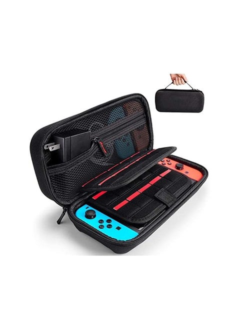Switch Carrying Case Compatible with Nintendo Switch/Switch OLED - Fit AC Charger Adapter - with 20 Game Cartridges Hard Shell Travel Switch Pouch for Console & Accessories