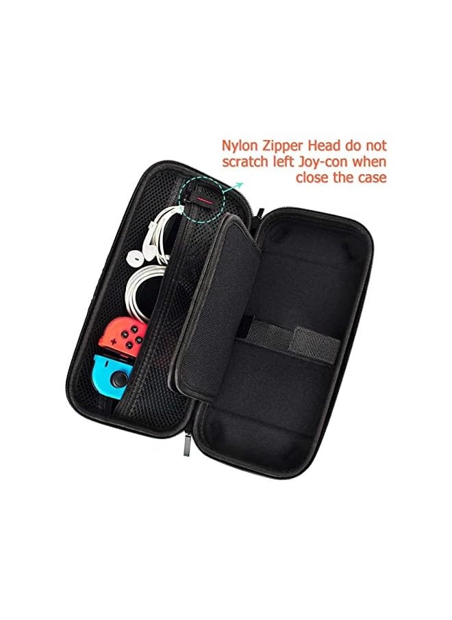 Switch Carrying Case Compatible with Nintendo Switch/Switch OLED - Fit AC Charger Adapter - with 20 Game Cartridges Hard Shell Travel Switch Pouch for Console & Accessories