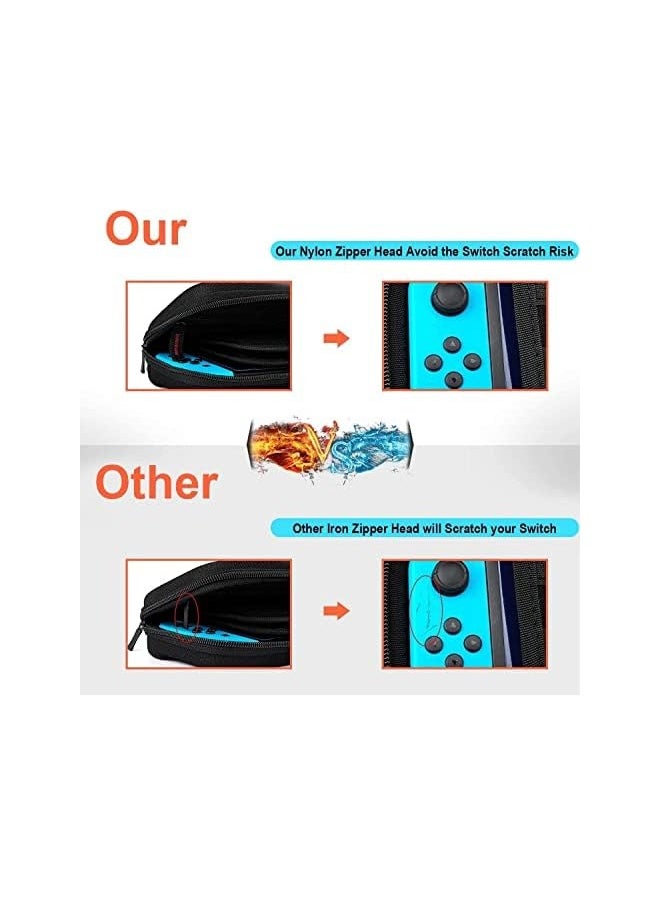 Switch Carrying Case Compatible with Nintendo Switch/Switch OLED - Fit AC Charger Adapter - with 20 Game Cartridges Hard Shell Travel Switch Pouch for Console & Accessories