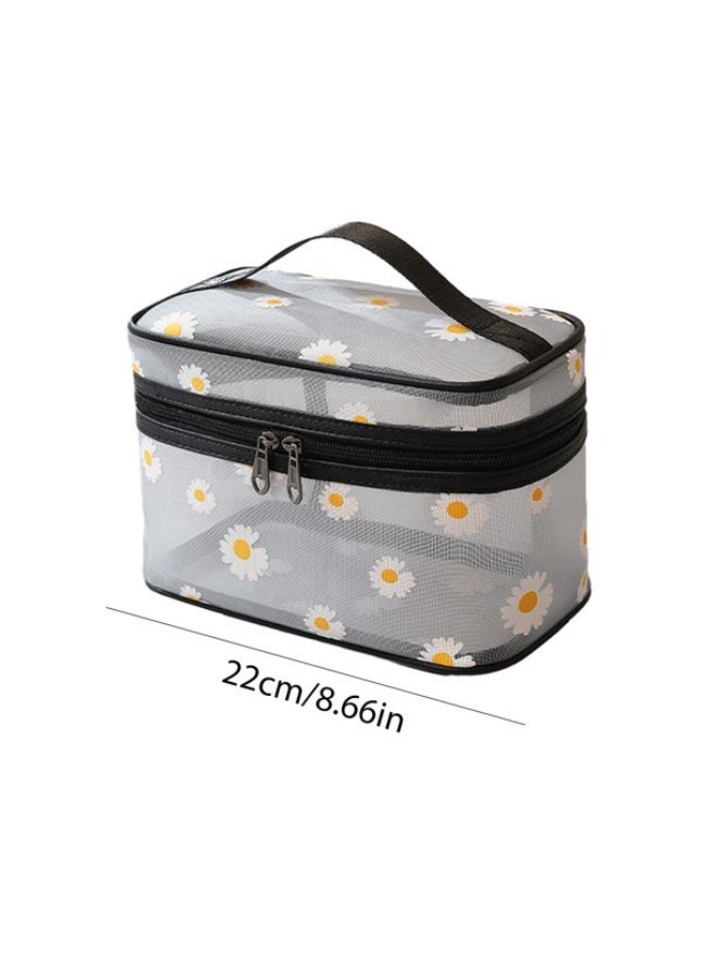 Daisy Flowers Makeup Bag Zipper Pouch Cosmetic Bag for Business Travel Work - Image 3