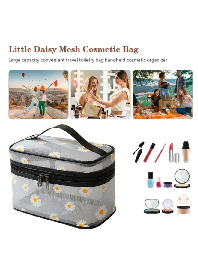 Daisy Flowers Makeup Bag Zipper Pouch Cosmetic Bag for Business Travel Work - Image 4