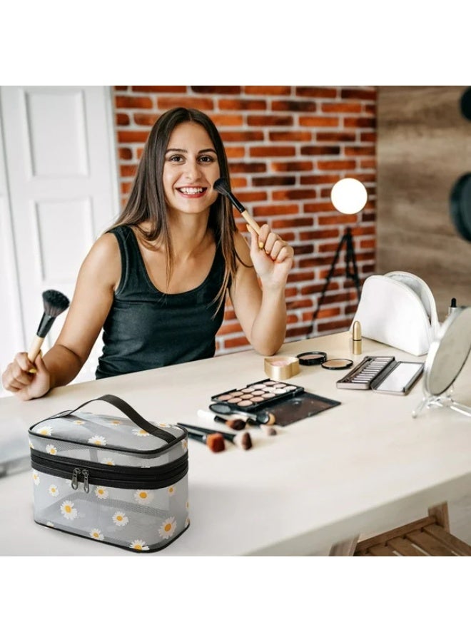 Daisy Flowers Makeup Bag Zipper Pouch Cosmetic Bag for Business Travel Work - Image 5