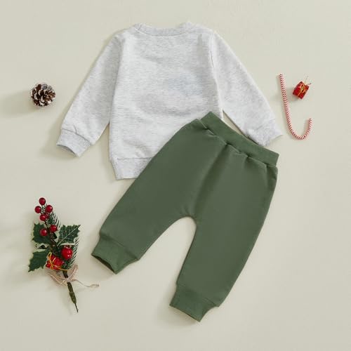 BemeyourBBs Toddler Baby Boy Christmas Outfit Cute Print Long Sleeve Sweatshirt and Pants Set 2 Piece Sweatsuit Winter Clothes (Car and Christmas Tree Grey, 12-18 Months) - Image 5