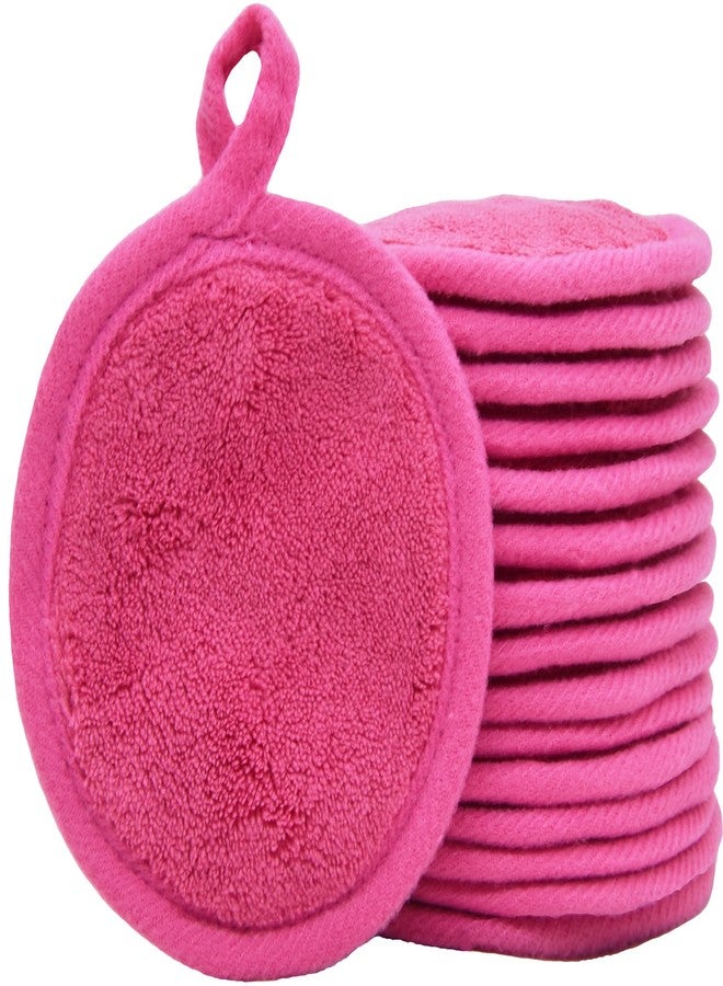 BloomSesame Reusable Makeup Remover Pads 16 Pack Microfiber Cleansing Facial Rounds Wipes Face, Eyes, Lips（3.5inch, Dark Pink） - Image 1