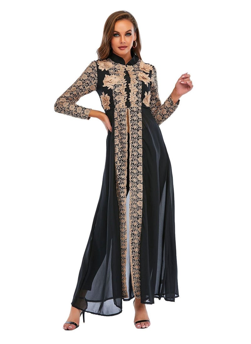Loquat Traditional Long Sleeves Abaya Black  - Image 1