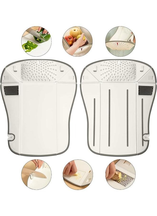 Eoptify Multifunctional Foldable Cutting Board with Knife Sharpener, Grinder, Drainer, and Built-In Grater. BPA-Free Plastic Chopping and Charcuterie Board for the Kitchen.  - Image 1