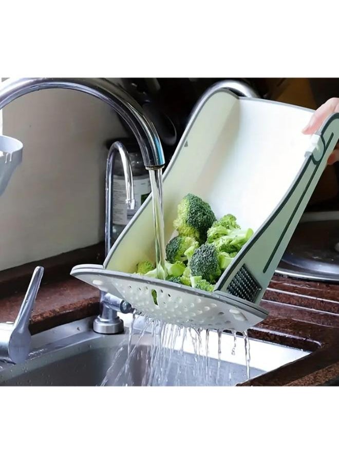 Eoptify Multifunctional Foldable Cutting Board with Knife Sharpener, Grinder, Drainer, and Built-In Grater. BPA-Free Plastic Chopping and Charcuterie Board for the Kitchen.  - Image 2