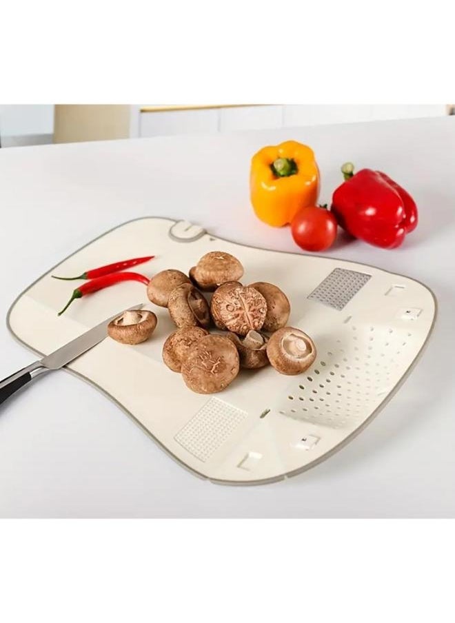 Eoptify Multifunctional Foldable Cutting Board with Knife Sharpener, Grinder, Drainer, and Built-In Grater. BPA-Free Plastic Chopping and Charcuterie Board for the Kitchen.  - Image 5