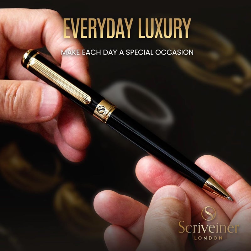 Scriveiner Black Lacquer Ballpoint Pen – Stunning Award-Winning Luxury Pen, Schmidt Black Refill, Best Ball Pen Gift Set for Men & Women, Professional Executive Office, Nice Fancy Designer Pens - Image 5