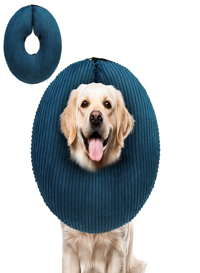 BINGPET Inflatable Dog Cone Collar Alternative After Surgery,Soft Recovery Cone for Dogs to Stop Licking,Protective Neck Donut E Collar Adjustable for Small Medium Large Dogs & Cats(Navy Blue,XL) - Image 1