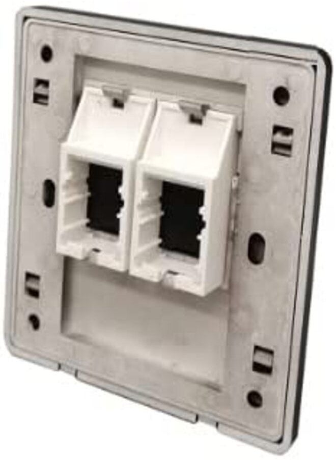 Black Faceplate RJ45 Socket Network UK Plate Dual Port