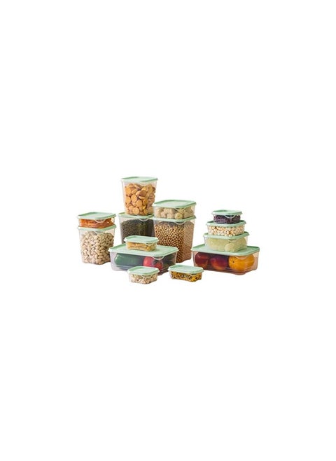 17 Pack Plastic Food Storage Containers with Lids Free Stackable Transparent Reusable Airtight Kitchen Storage Box for Coarse Cereals and Grains