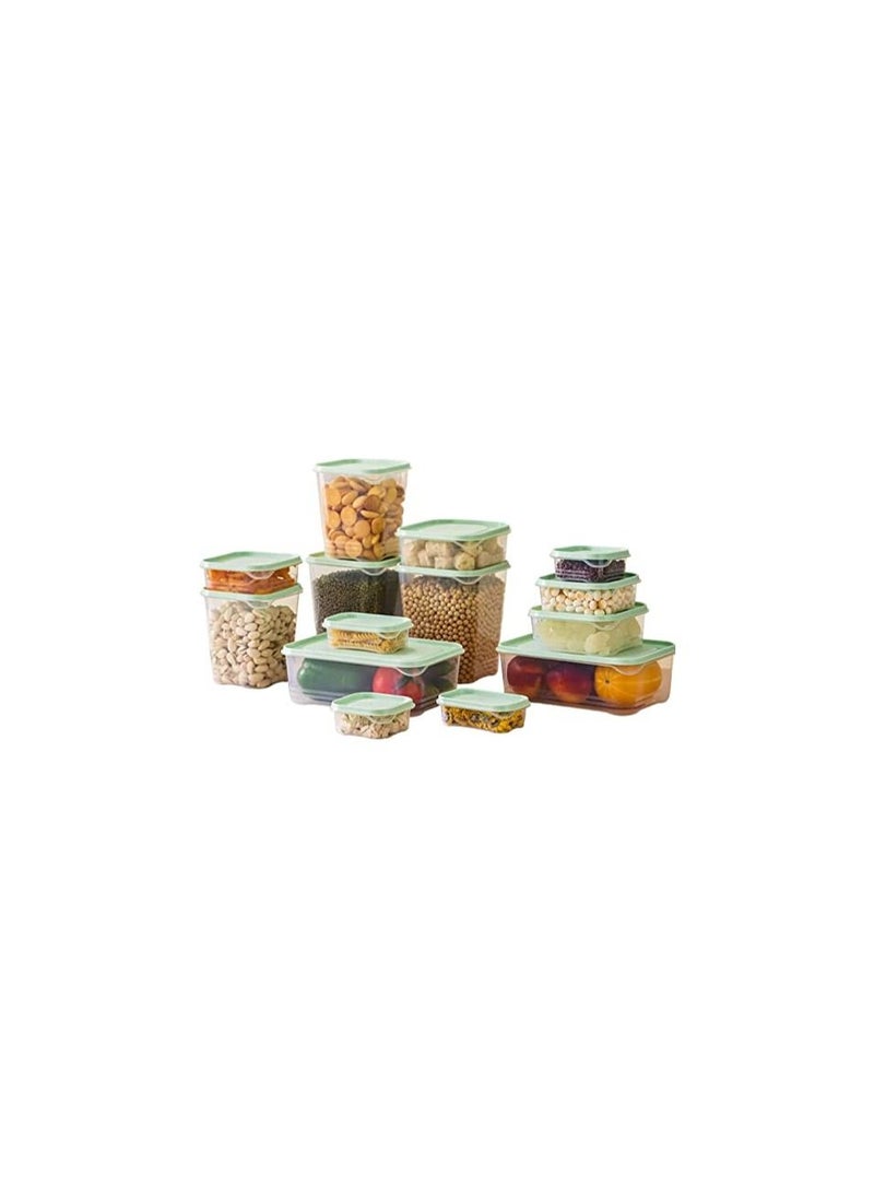 17 Pack Plastic Food Storage Containers with Lids Free Stackable Transparent Reusable Airtight Kitchen Storage Box for Coarse Cereals and Grains