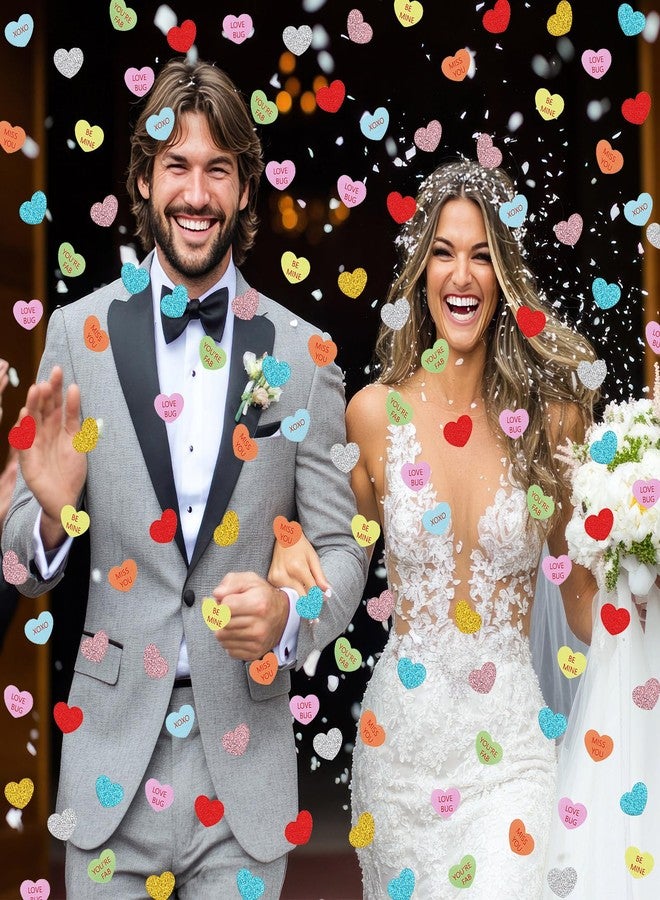 MARFOREVER 200pcs Heart Confetti with Glitter, Heart Shaped Valentine's Day Table Decorations, Multicolor Tissue Paper Hearts for Wedding, Birthday, Anniversary, Baby Shower Sprinkles - Image 3