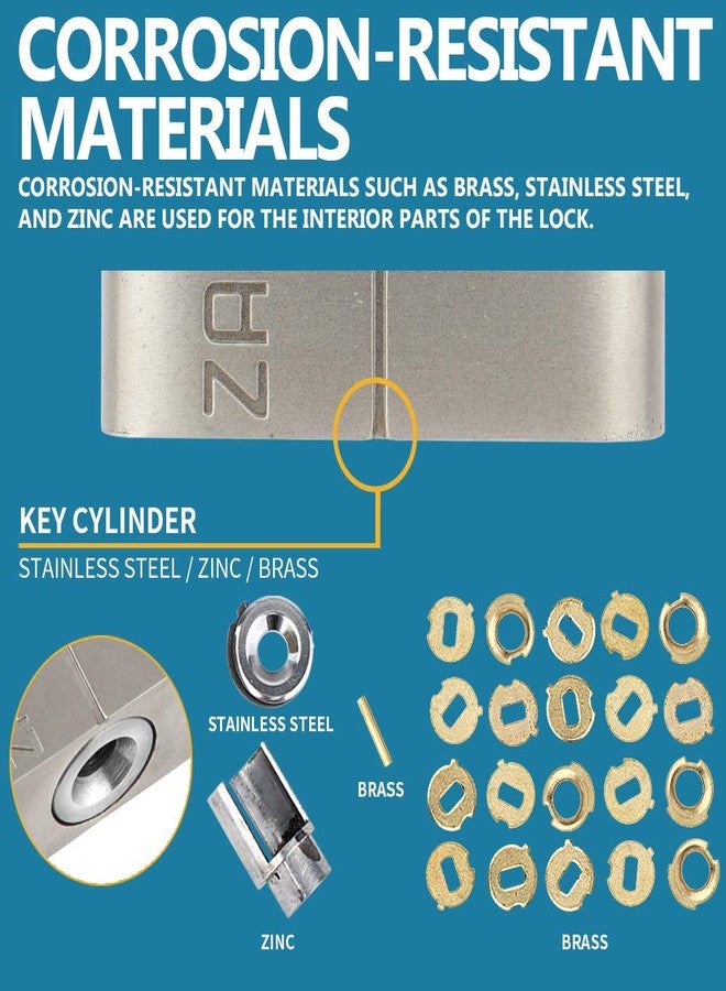 Zarker J45 keyed Padlock, Heavy Duty Stainless Steel Shackle Lock, Waterproof and Rustproof Storage, Warehouses, Garage, Outdoors, 1-Pack - Image 4