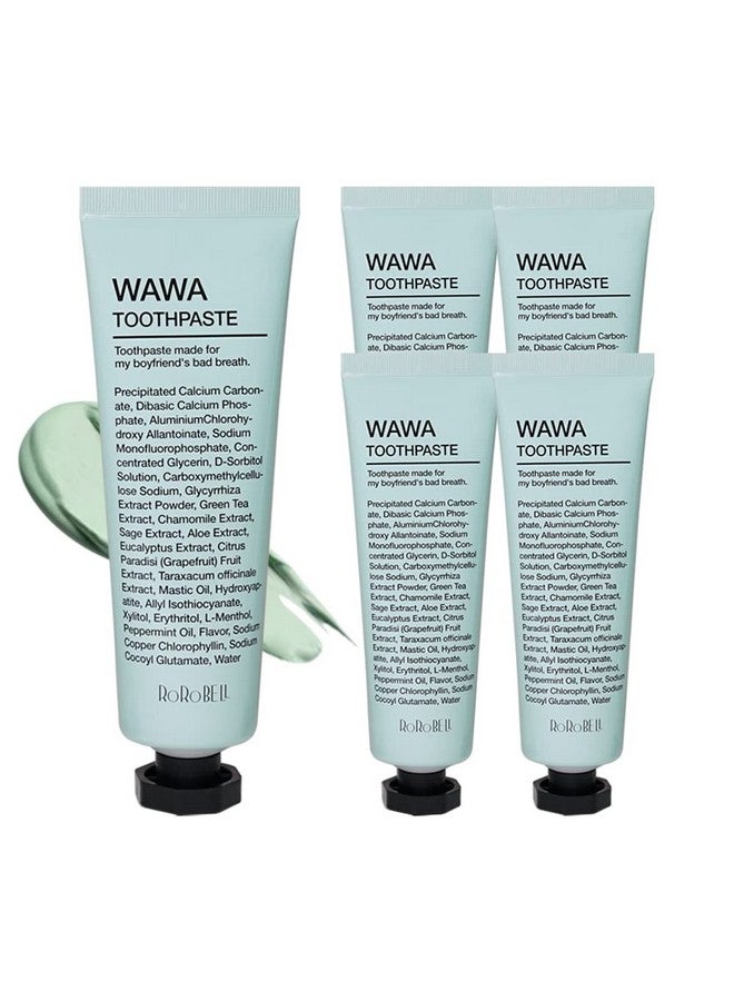 ROROBELL Wawa Toothpaste Made For My Boyfriend'S Bad Breath Sensitive Teeth Improvement Of Gum Problemspeppermint Flavormade With Wasabi I 3.53 Fl.Oz (Pack Of 5) - Image 1