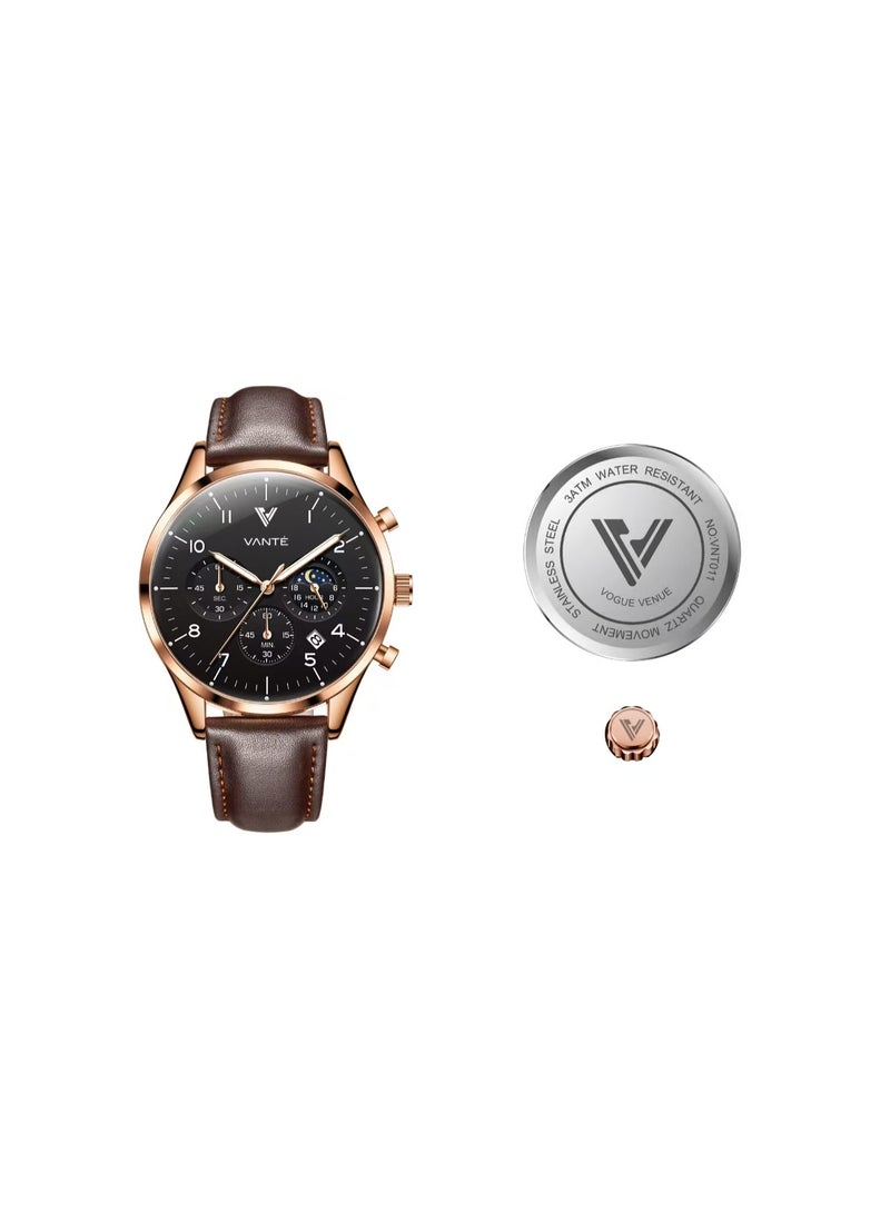 VOGUE VENUE VANTE Series Elegant Men's Chronograph Watch with Moon Phase by VOGUE VENUE-VNT011 - Image 2