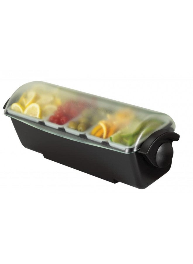 San Jamar Dome Garnish Center 5 Tray with Caddy for Kitchen, Bar, And Restaurants, Plastic, 8 Pints, Black - Image 3