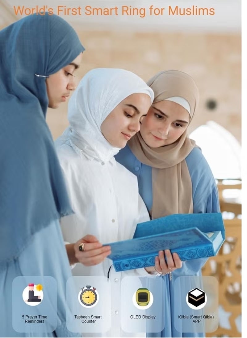 Smart electronic ring for tasbih designed to meet the needs of Muslims for tasbih reminders and prayer times. - Image 4