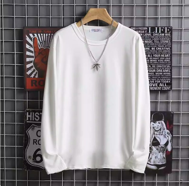 Fashionable Double-Sided Fleece Base Layer Top Mens Autumn/Winter Casual Color Blocking Long Sleeve Crew Neck Sweatshirt For Co Vest white  - Image 2