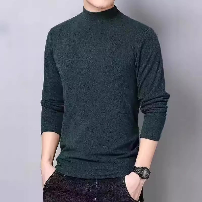 Fashionable Double-Sided Fleece Base Layer Top Mens Autumn/Winter Casual Color Blocking Long Sleeve Crew Neck Sweatshirt For Co Vest white  - Image 5