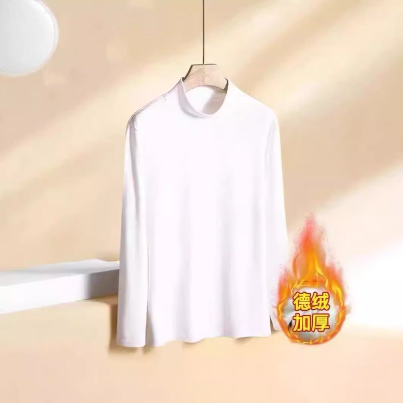 Fashionable Double-Sided Fleece Base Layer Top Mens Autumn/Winter Casual Color Blocking Long Sleeve Crew Neck Sweatshirt For Co Vest white  - Image 4