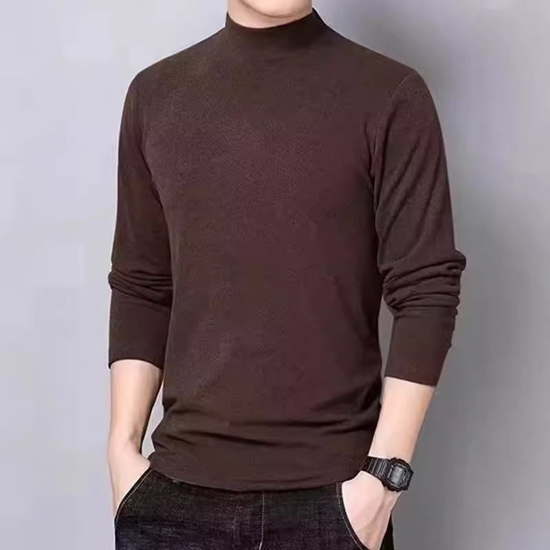 Fashionable Double-Sided Fleece Base Layer Top Mens Autumn/Winter Casual Color Blocking Long Sleeve Crew Neck Sweatshirt For Co Vest white  - Image 3