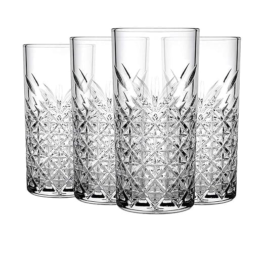 VISMII Water Glasses Long Glass Diamond Crystal Touch Designer Drinking Water Beer Soda Fresh Juice Cocktail Glass Tumbler Glass 350 Ml Pack of 6 Transparent - Image 1