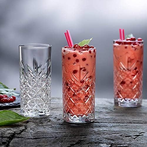 VISMII Water Glasses Long Glass Diamond Crystal Touch Designer Drinking Water Beer Soda Fresh Juice Cocktail Glass Tumbler Glass 350 Ml Pack of 6 Transparent - Image 4