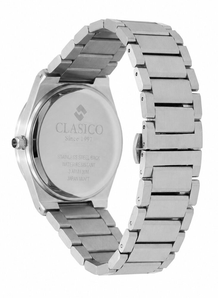 Clasico ⏱️ Men’s Stainless Steel Analog Watch – Quartz Movement | Tough Built | Premium Silver Finish | Blue Dial - Image 3