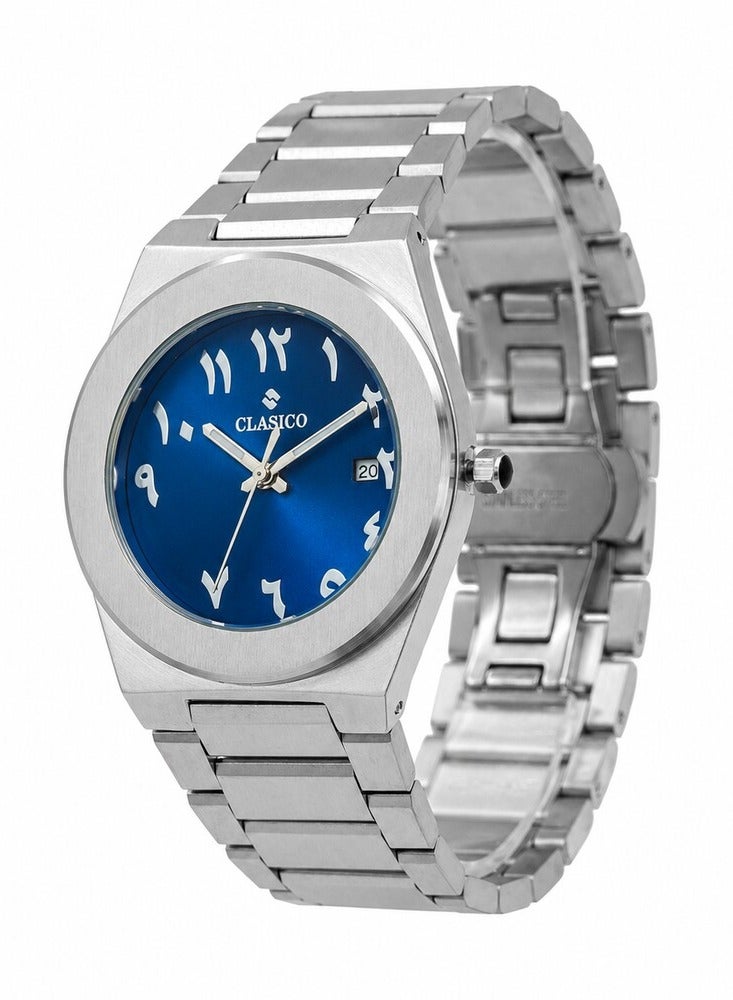 Clasico ⏱️ Men’s Stainless Steel Analog Watch – Quartz Movement | Tough Built | Premium Silver Finish | Blue Dial - Image 2