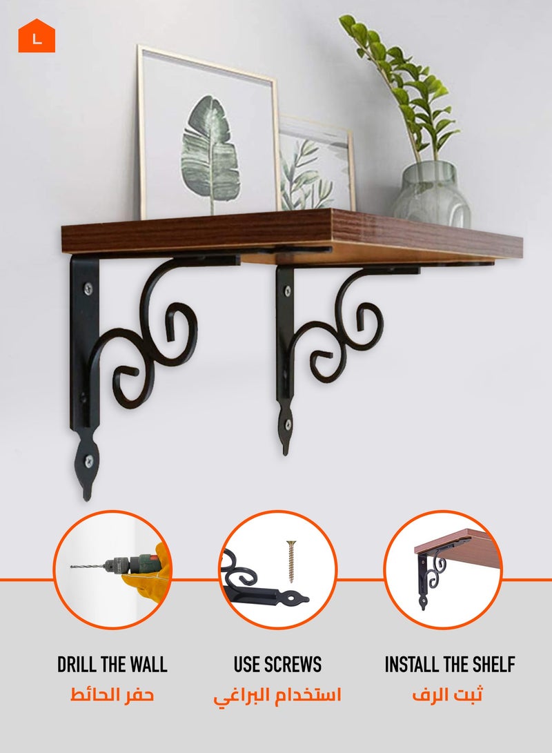 LAWAZIM Shelf Bracket Black - 4 Pieces, Large with 44-Piece Drywall screws & Plastic Anchor Kit| L Shelf Support Angle Mounting Brackets Shelving Hardware, Home Decor, Kitchen, Garage, Office, Closet.  - Image 4