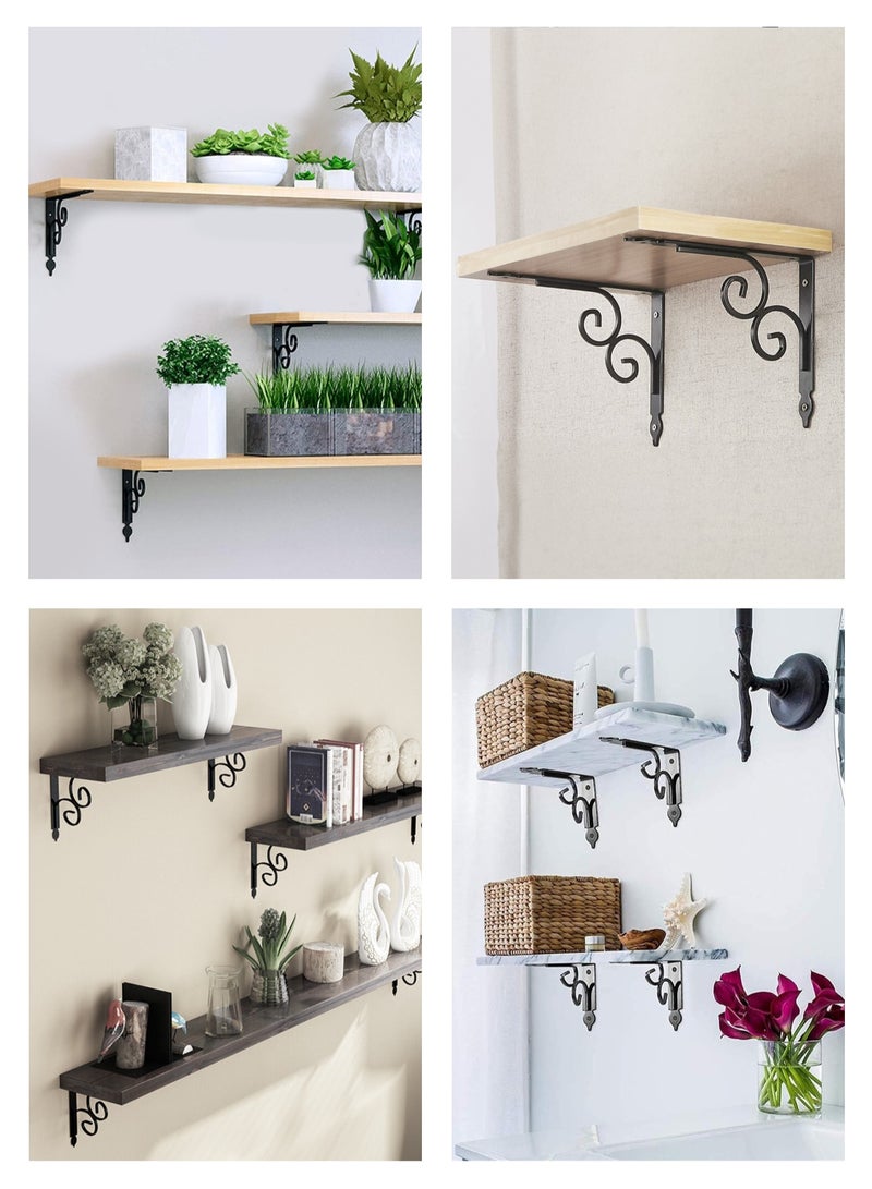 LAWAZIM Shelf Bracket Black - 4 Pieces, Large with 44-Piece Drywall screws & Plastic Anchor Kit| L Shelf Support Angle Mounting Brackets Shelving Hardware, Home Decor, Kitchen, Garage, Office, Closet.  - Image 5