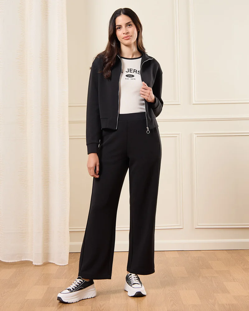 Redtag Women Black Wide leg Active Pants