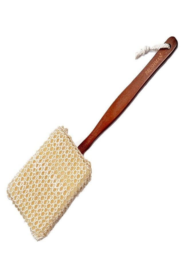 Brushman Sisal Bath Brush with Long Wooden Handle Back Brush for Men & Women- Shower Sponge Body Back Scrubber Gentle Exfoliator Wet & Dry Brushing(ECP-108) - Image 1